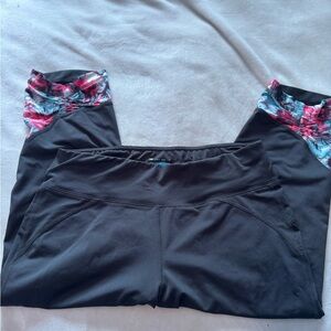 Tek Gear Black Leggings with Multicolor Accents